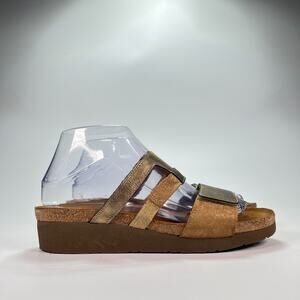 Naot Gold Bronze Genuine Leather Comfort Sandal Slip On Womens Size US 8 EU 39